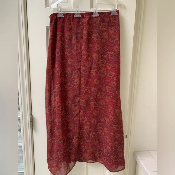 Compagnie Internationale Express Skirt-Rust Brown Paisley Pattern-Lined-7/8 - Picture 3 of 6